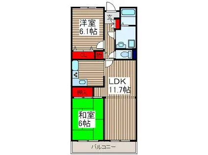 戸田パークフォルム(2LDK/5階)の間取り写真
