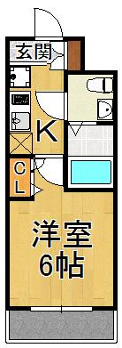 アリビオ立花1(1K/5階)の間取り写真