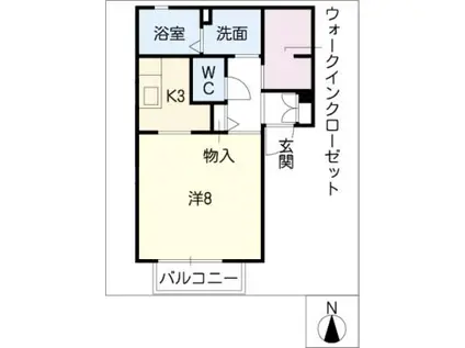 レジデンス茶屋が坂B棟(1K/1階)の間取り写真