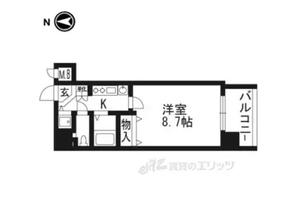 プレサンス京都四条烏丸クロス(1K/6階)の間取り写真