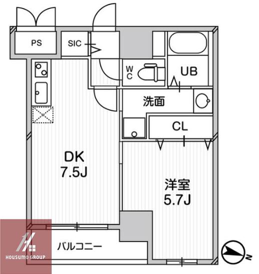 プレアデス千里山田(1K/7階)の間取り写真