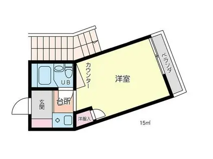 グリーンハウス(ワンルーム/2階)の間取り写真