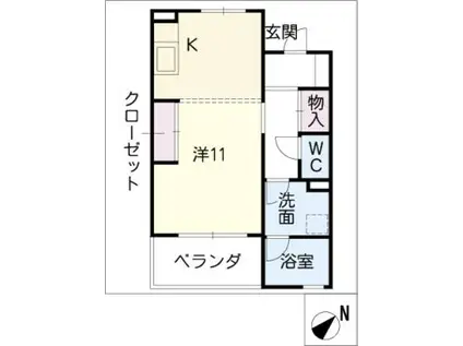 ボン・ラポール(ワンルーム/2階)の間取り写真