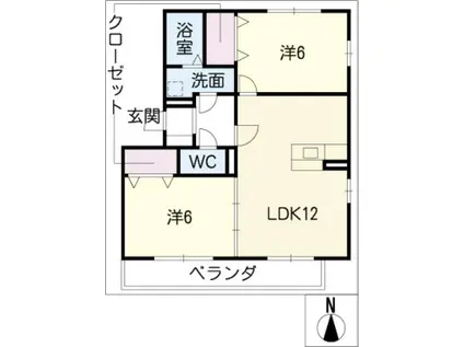 フェリス源氏(2LDK/3階)の間取り写真