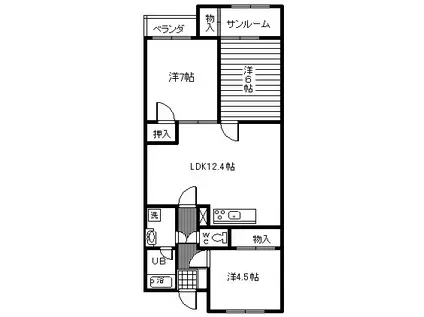 サンベール(3LDK/1階)の間取り写真