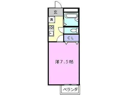 サウスゲート B棟(1K/2階)の間取り写真