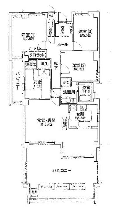 リブレ北新在家(4LDK/4階)の間取り写真