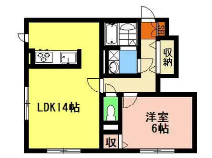 パークサイドテラス稲荷山(1LDK/1階)の間取り写真