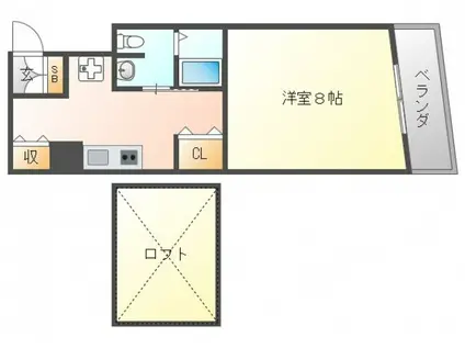 カステル・ルーク千里星が丘(1K/3階)の間取り写真
