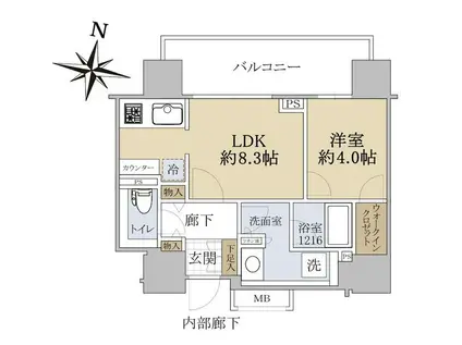 ブランズタワー札幌大通公園(1LDK/18階)の間取り写真