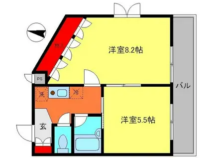 パストラルマンションMIII(2K/4階)の間取り写真