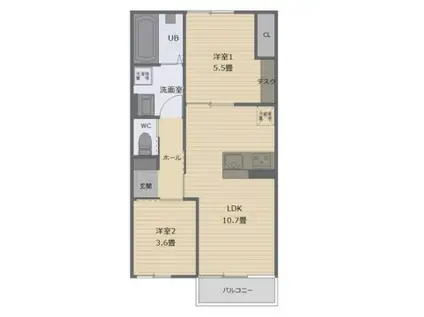 ビタミンテラス明石大久保(2LDK/1階)の間取り写真