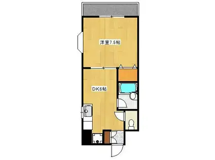 コート新屋敷(1DK/3階)の間取り写真