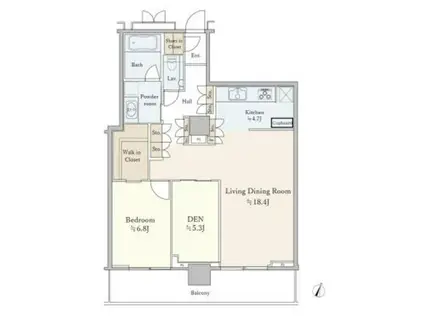 ジェントルエア神宮前(1SLDK/3階)の間取り写真