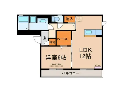 ハピネス上条(1LDK/3階)の間取り写真