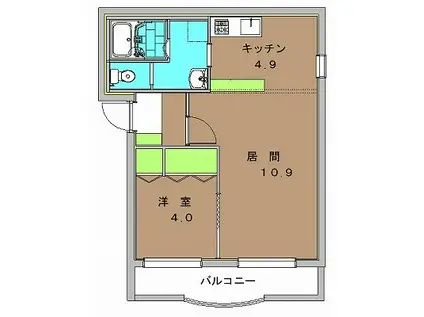 ピュアライフ新白河I棟(1LDK/1階)の間取り写真