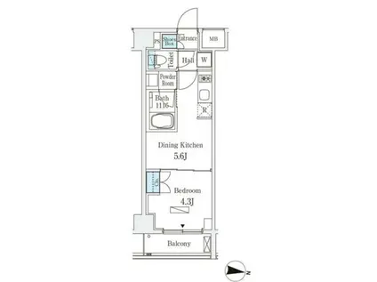 ラティエラ中野新井(1DK/2階)の間取り写真
