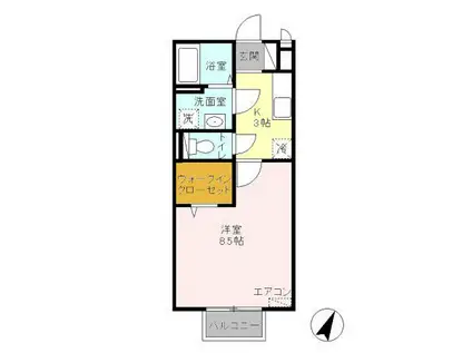 モアクレストFII(1K/2階)の間取り写真