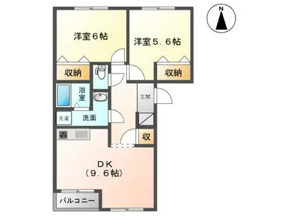 シティルミナスII(2DK/2階)の間取り写真