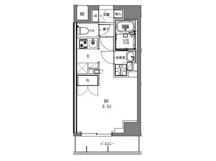 エスレジデンス日本橋馬喰町(1K/2階)の間取り写真