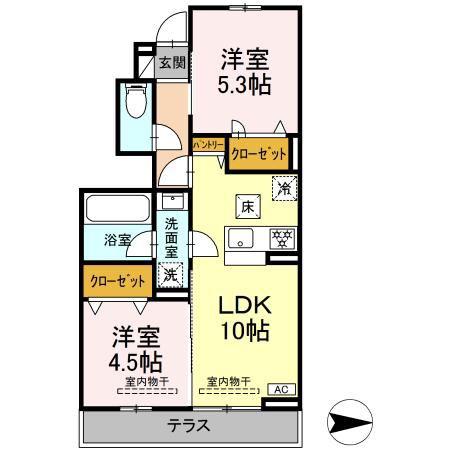 メゾン陣場(2LDK/1階)の間取り写真
