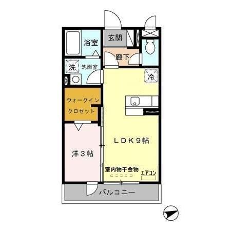 トレビナ中浦和(1LDK/2階)の間取り写真
