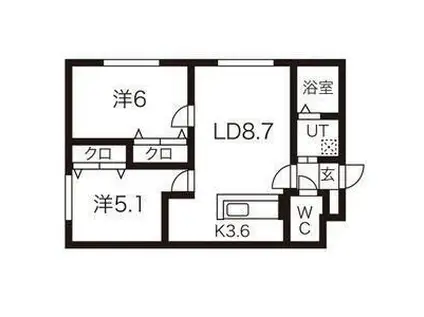 ノイエ・A(2LDK/2階)の間取り写真