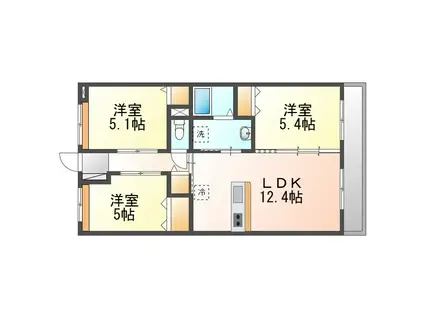 フォートレスJ(3LDK/4階)の間取り写真