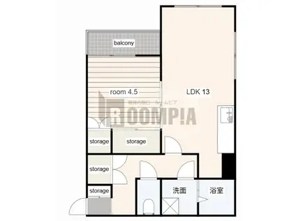 カーサ水海道(1LDK/3階)の間取り写真