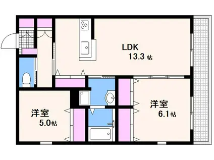 メゾン・ド・古江西町公園(2LDK/1階)の間取り写真
