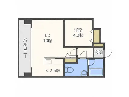 LEONE中島公園(1LDK/2階)の間取り写真