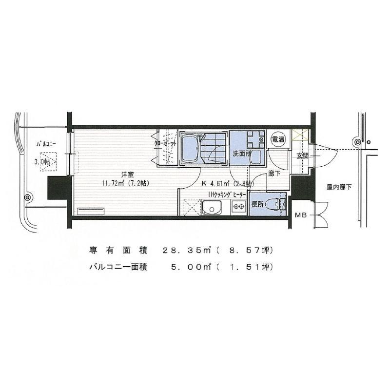 フラワーズマンション(1K/4階)の間取り写真