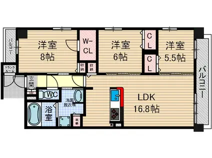 イーストコートアイ別院町(3LDK/5階)の間取り写真