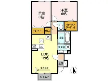 リッカ ティル(2LDK/1階)の間取り写真