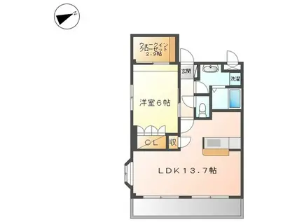 ウエスト HILLS弐番館(1LDK/2階)の間取り写真