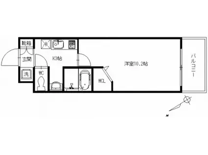 グラビスコート白島(1K/6階)の間取り写真