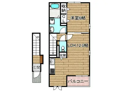 ガーデンフロント槻(1LDK/2階)の間取り写真