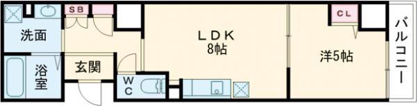 フォレストインサイド鳳(1LDK/3階)の間取り写真