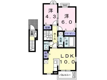 プラシードII(2LDK/2階)の間取り写真