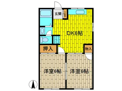 アクシス・B棟(2DK/1階)の間取り写真