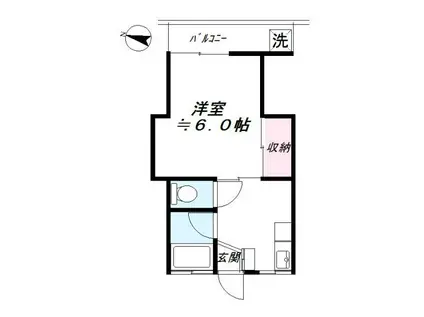 沖野ハイツ(1K/2階)の間取り写真