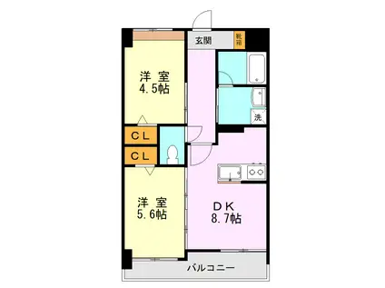 OAK VILLA大津レジデンス (2DK/6階)の間取り写真