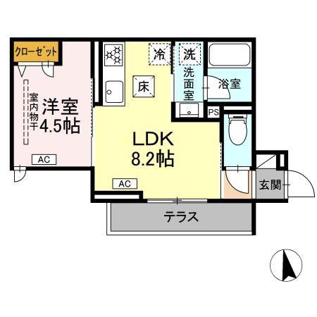 セレスティア徳丸 A(1LDK/1階)の間取り写真