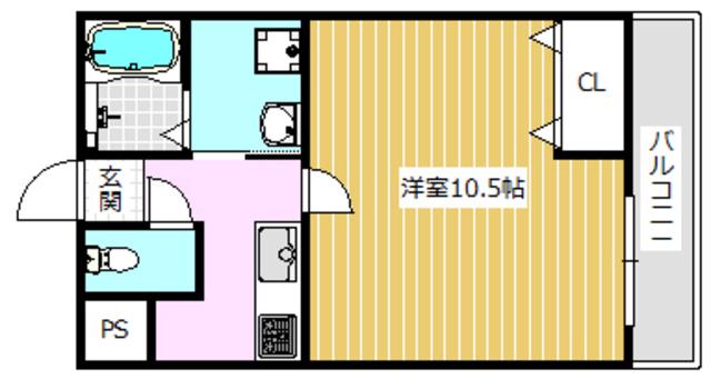 プライムコート南松原(1K/3階)の間取り写真