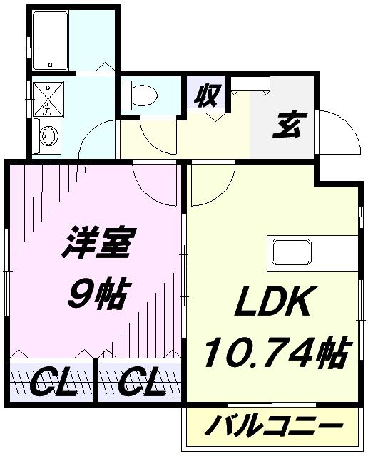 レーヴ・エスポワール(1LDK/2階)の間取り写真