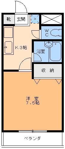 SELENE壱番館(1K/1階)の間取り写真