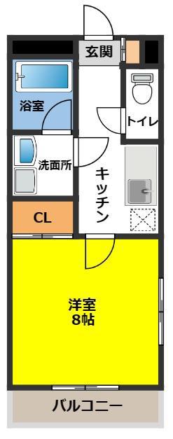 グリーンステージみたけ(1K/1階)の間取り写真