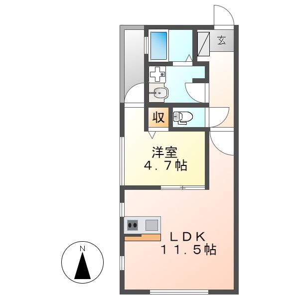 DEVELD中郷(1LDK/2階)の間取り写真