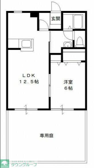 エブリンY(1LDK/1階)の間取り写真