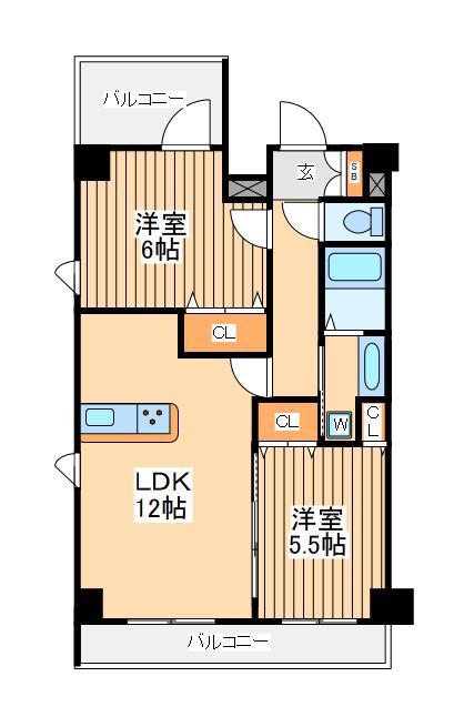 Nステージ鶴見(2LDK/7階)の間取り写真